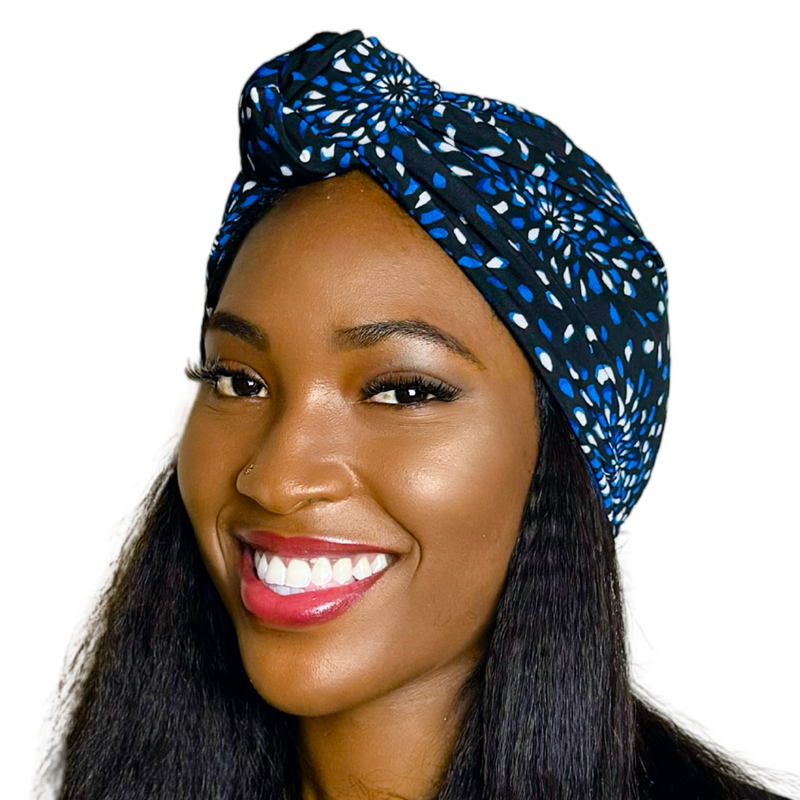 BLUES Satin-Lined Pre-tied Headwrap