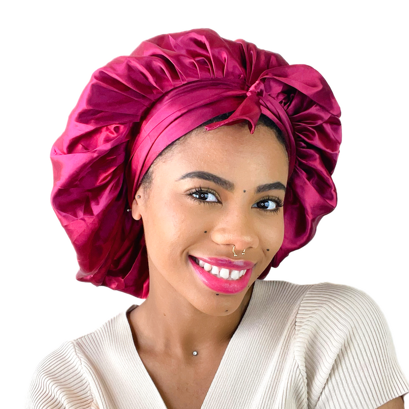 BOW Satin Sleep Bonnet WINE