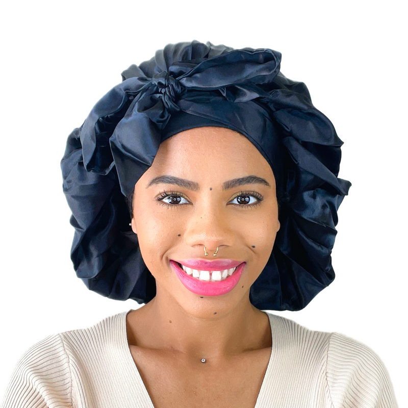 BOW Satin Sleep Bonnet ONYX