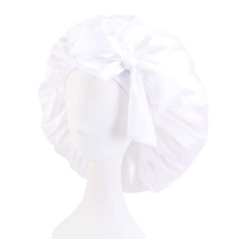 BOW Satin Sleep Bonnet WHITE