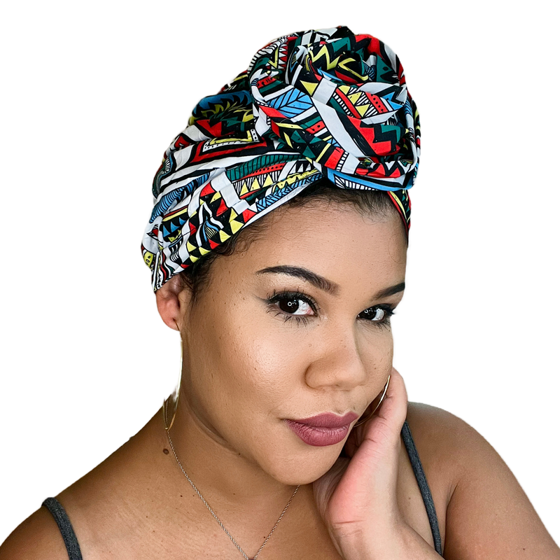 MULTICOLOR Rose Satin-Lined Pre-tied Headwrap